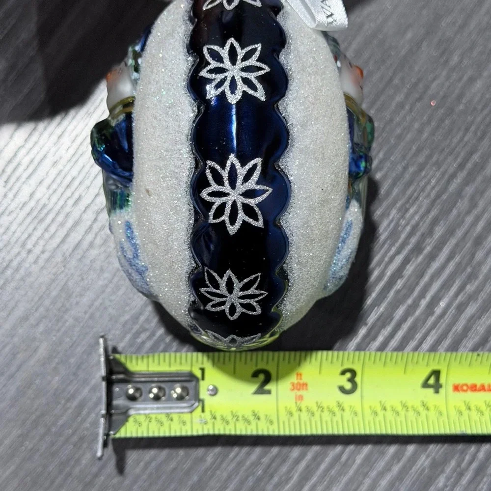 Waterford Holiday Heirlooms Snowman Glass‎ Ornament Cobalt Blue Silver Glitter